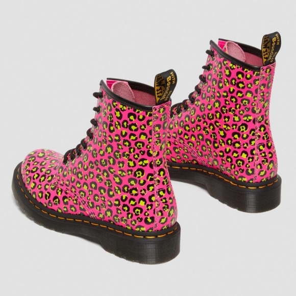 Dr. Martens Women's 1460 Leopard Smooth Leather Lace Up Boots - Pink - Picture 4 of 11